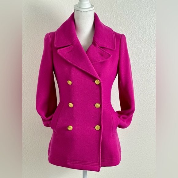 J. Crew Majesty Stadium Cloth Peacoat in Fuchsia Pink Wool Blend Size 2 - Picture 9 of 10